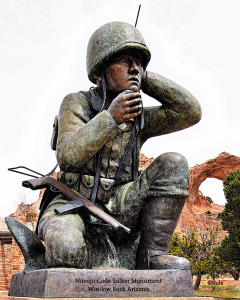 Commemorative statue to the Code Talkers.