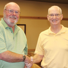 Left to right: Doug Kant, runner-up from last year’s tournament, and Ken McManus, Tournament Director
