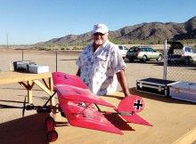 Dennis Linsday with his Slow Stick Bi-Plane aircraft