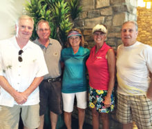 Second place team: Ben Blisset and Craig Spittel; net winners: Mary Kindt and Patty Bruchez and Bob Brozek; Robin Barber is not pictured