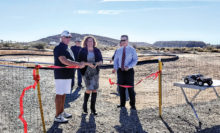 Melani Caron, HOA general manager, presides over the ribbon cutting ceremony for the Robson Ranch RC Park.