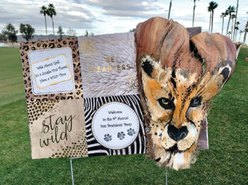 Amazing tee signs created by the committee from palm tree bark.