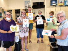 The following participants got "the butterflies" with Doreen Beers, the lead flyer (left to right): Concepta Savage, Linda Webb, Maryan Hopkins, Doreen Beers, Diana Mikol, and Connie Wiletzky.