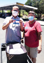 Club member Pat Serveiss with Jason, a hospital volunteer at the Tucson–Southern Arizona Veterans Hospital