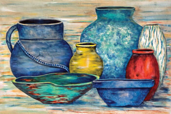 A still life in pots by Susan Halley