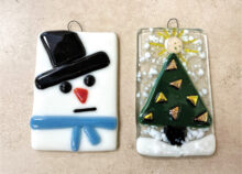 Snowman and tree ornament by Cathy Rodine