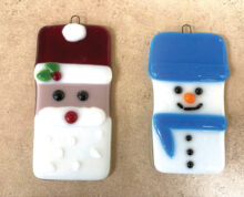 Snowman and Santa ornaments by Pam Patton
