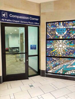 The Compassion Corner provides a space for special needs travelers who need a sensory break from the airport environment.