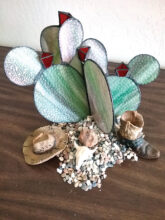 3-D stained glass prickly pear cactus sculpture