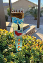 Happy face garden stake by Cathy Rodine