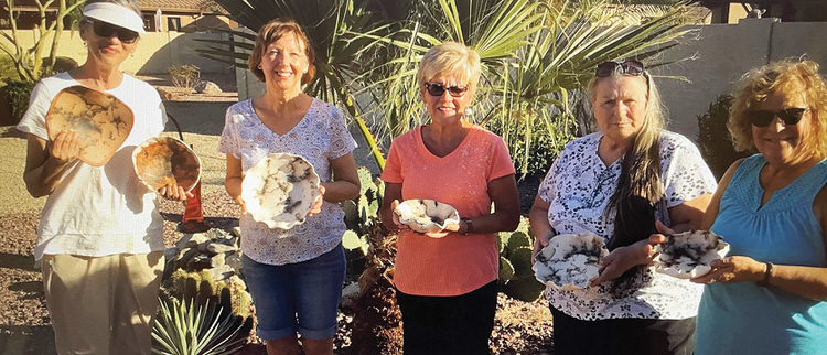 Horsehair class, left to right: Dee Lee, Roseann James, Pam Carlson, Kathy Laubon, and Sherrill Simmons