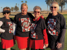 Vegas, Baby! Queen of Hearts ladies are Donna Toller, Jane Everett, Connie Drew, and Mona Rod.