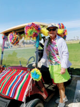 Mary Nielsen and her cart are both ready for the fiesta fun!