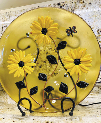 Yellow Flower Dish by JoAnn Silva